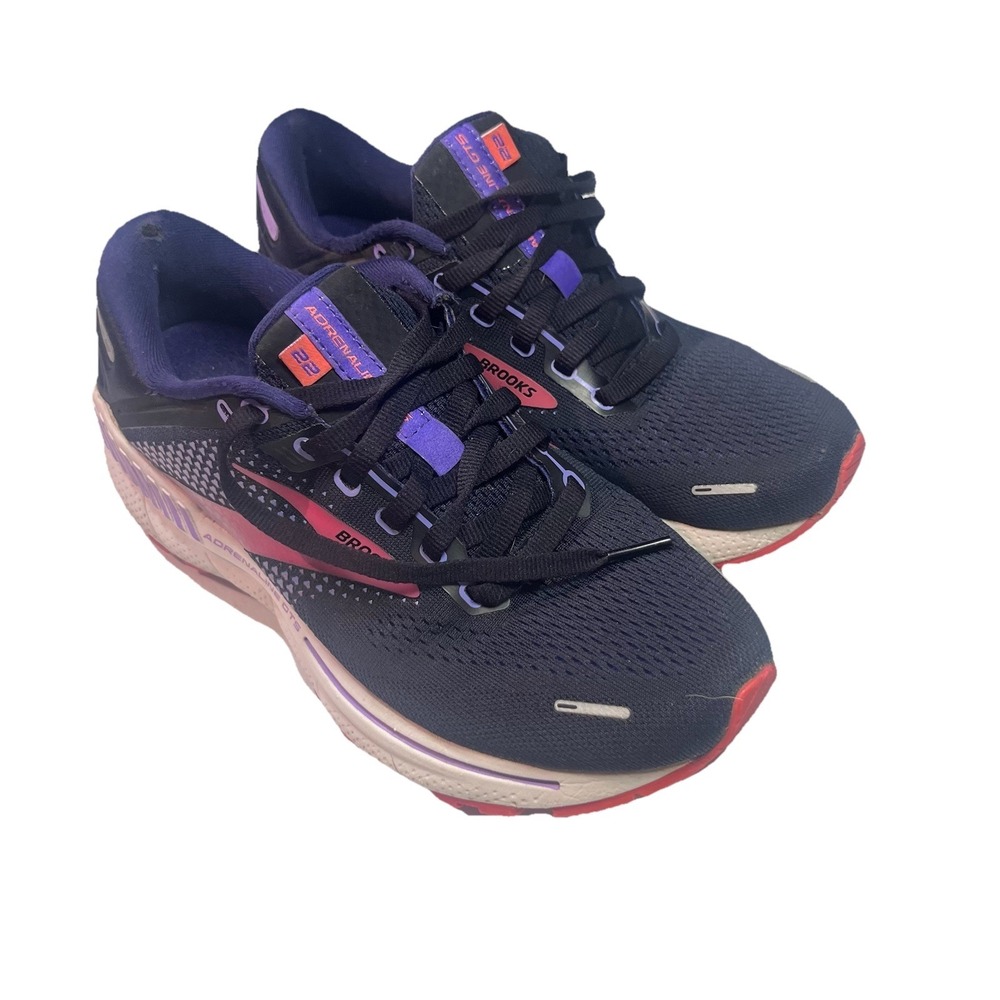 Brooks Adrenaline GTS 22 Women's Running Shoes Black Purple Coral 7.5 B Sneakers